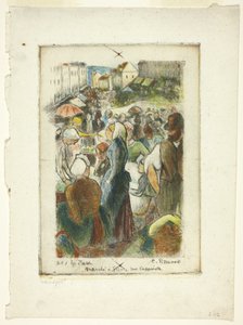O Mercado em Gisors; Rue Cappeville de Camille Pissarro
