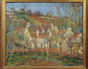 Os telhados vermelhos, canto da aldeia, inverno de Camille Pissarro