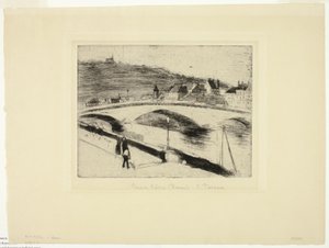 A ponte de pedra em Rouen de Camille Pissarro
