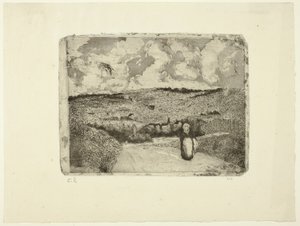 A mulher na estrada de Camille Pissarro