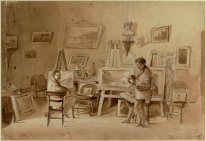 O atelier do artista, Caracas, Venezuela Esboço ... de Camille Pissarro
