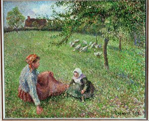 O pasto dos gansos (óleo sobre tela) de Camille Pissarro