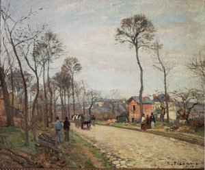 A estrada para Louveciennes - 1870. Óleo sobre tela de Camille Jacob Pissarro