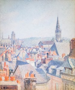 Os telhados da velha Rouen, a luz do sol de Camille Pissarro