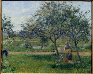 O carrinho de mão, pintura de pomar de Camille Pissarro (1830-1903) cerca de 1881. O Sol. 0,54x0,65 m Paris, Musee d