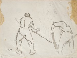 Três estudos de um colhedor masculino, c1870s de Camille Pissarro