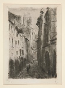Uma rua ? Rouen (Rue des Arpents) [Uma rua em Rouen (Rue des Arpents)] de Camille Pissarro