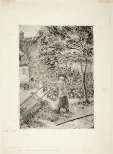 Mulher esvaziando um carrinho de mão de Camille Pissarro