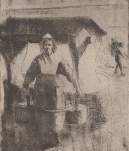 Mulher em um poço, 1891. de Camille Pissarro
