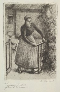Mulher no portão, 1889. de Camille Jacob Pissarro