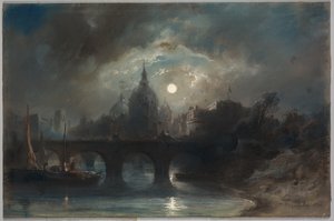 Vista de uma cidade à noite de Camille Roqueplan