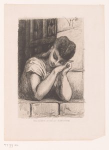 Nele se inclina para fora da janela, esperando por Tijl Uilenspiegel Nele dolente atendimento Ulenspiegel (título no objeto) de Camille Van Camp