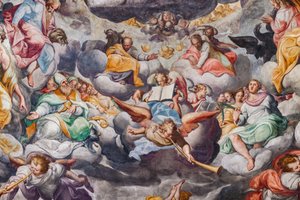 Anjos a tocar música, detalhe do Juízo Final (fresco)