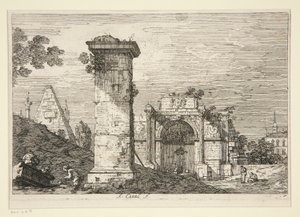 Paisagem com monumentos em ruínas, da série Vedute (Vistas) de Canaletto (Giovanni Antonio Canal)