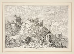 Paisagem com o Peregrino em Oração, da série Vedute (Vistas) de Canaletto (Giovanni Antonio Canal)