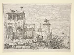 O Monumento Equestre, da série Vedute (Vistas) de Canaletto (Giovanni Antonio Canal)