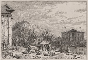 O Mercado no Dolo, da série Vedute (Vistas) de Canaletto (Giovanni Antonio Canal)