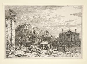 O Mercado no Dolo, da série Vedute (Vistas) de Canaletto (Giovanni Antonio Canal)