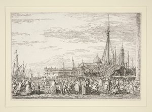 O Mercado no Molo, da série Vedute (Vistas) de Canaletto (Giovanni Antonio Canal)