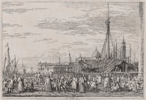 O Mercado no Molo, da série Vedute (Vistas) de Canaletto (Giovanni Antonio Canal)
