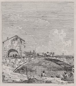 A carroça que passa por uma ponte, da série Vedute (Vistas) de Canaletto (Giovanni Antonio Canal)
