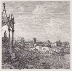 Vista de uma cidade com um bispo de Canaletto (Giovanni Antonio Canal)