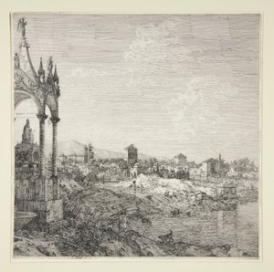 Vista de uma cidade com um bispo de Canaletto (Giovanni Antonio Canal)