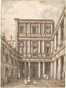 Um pátio veneziano, na Procuratie Nuove, c. 1760. de Canaletto