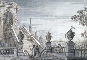Um capricho com uma escadaria monumental de Canaletto