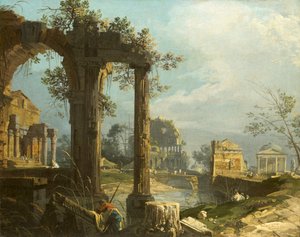 Canaletto - Vista de um Capriccio com Ruínas 1742-44 de Canaletto