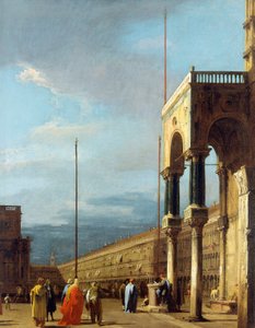 Canaletto - A Piazza virada para Noroeste com o Nártex de São Marcos c.1723-24 de Canaletto