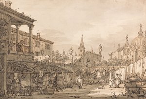 Capriccio de um pátio veneziano de Canaletto