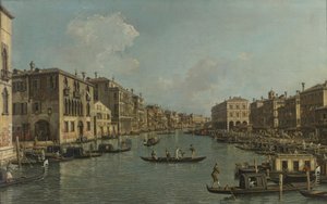 Alemão: Der Canal Grande mit Blick in südöstlicher Richtung auf die Rialtobrücke O Canal Grande com vista para sudeste em direção à Ponte de Rialto