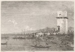 La Torre di Malghera Rostos em lugares existentes e inventados (título da série) Vedute altre prese da i Luoghi altre ideate da Antonio Canal (título da série) de Canaletto