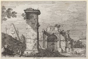 Paisagem com monumentos em ruínas, c. 17351746. de Canaletto