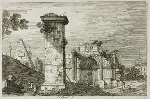 Paisagem com monumentos em ruínas, de Vedute de Canaletto