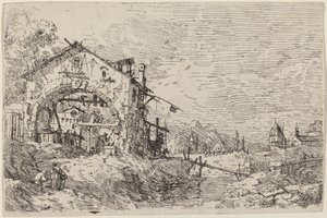 Paisagem com uma mulher em um poço, c. 17351746. de Canaletto