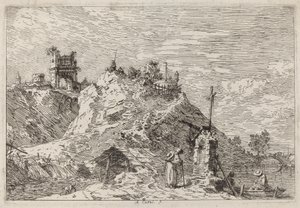 Paisagem com o peregrino em oração, c. 17351746. de Canaletto