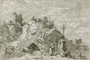 Paisagem com o peregrino em oração, de Vedute de Canaletto