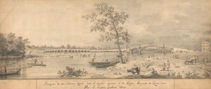 A velha ponte Walton vista da costa de Middlesex de Canaletto