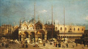 San Marco e o Palácio Ducal, Veneza, da Piazza San Marco, c.1740s de Giovanni Antonio Canal