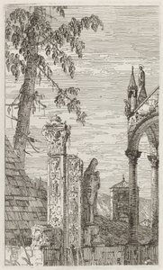O Túmulo do Bispo [centro], c. 17351746. de Canaletto