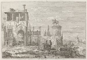 O Monumento Equestre [canto superior direito] de Canaletto