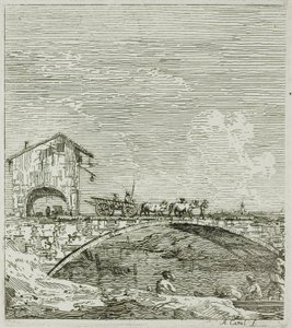 O vagão passando por uma ponte, de Vedute de Canaletto