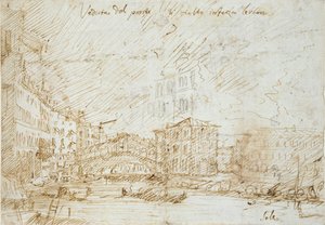 Veneza: A Ponte Rialto, meados do século XVIII de Canaletto