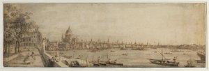 Vista do Somerset Gardens em direção à London Bridge, c.1746-55 de Canaletto