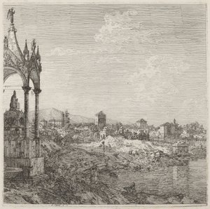 Vista de uma cidade com o túmulo de um bispo, c. 17351746. de Canaletto
