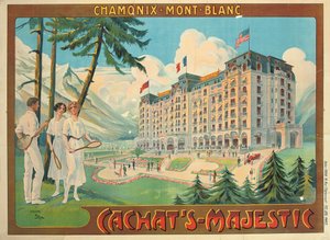 Propaganda de pôsteres do hotel "Cachat" s Majestic "e Chamonix-Mont Blanc, c.1910