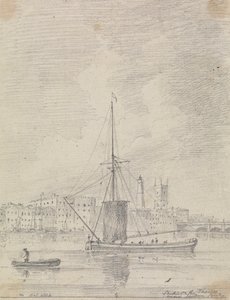 Navios no Tamisa perto da Ponte de Londres, Outubro de 1816 de Capt. Thomas Hastings