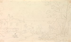 Esboço de casas perto da costa, Ilha de Wight de Capt. Thomas Hastings